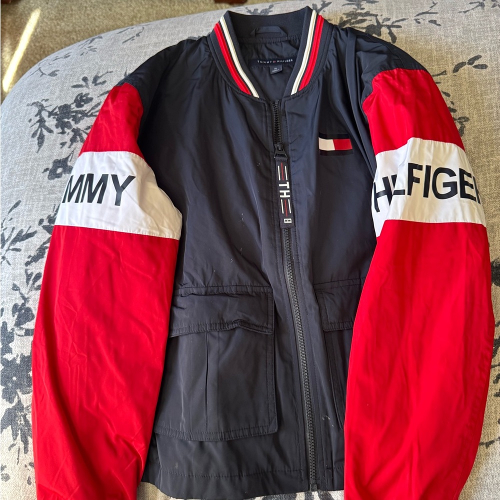 Tommy Hilfiger Blue and Red Bomber Jacket